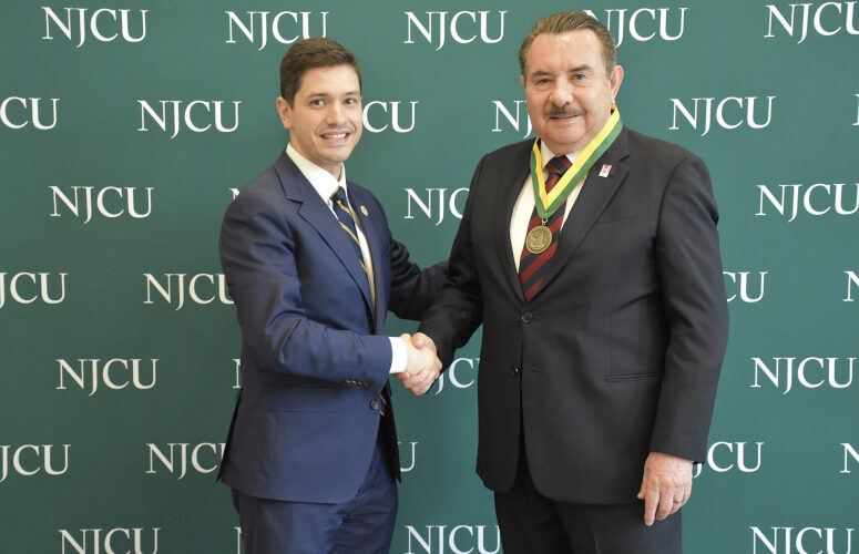 NJCU Interim President Andrés Acebo (left) with Dr. Antonio Flores, president of the Hispanic Association of Colleges and Universities (HACU)